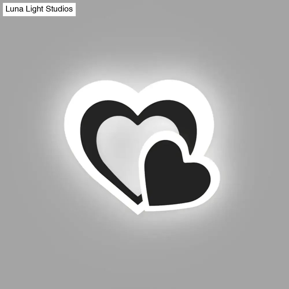 Loving Heart Sconce Lighting: Nordic Acrylic LED Wall Lamp Fixture - Black, Perfect for Living Room