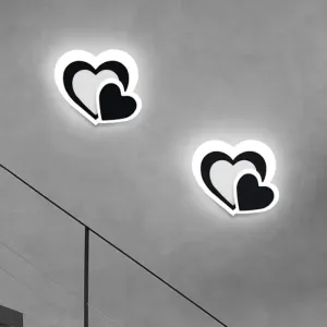 Loving Heart Sconce Lighting: Nordic Acrylic LED Wall Lamp Fixture - Black, Perfect for Living Room