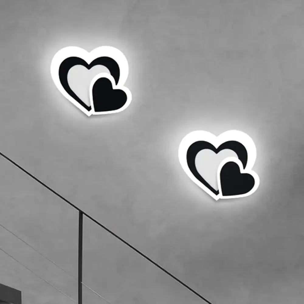 Loving Heart Sconce Lighting: Nordic Acrylic LED Wall Lamp Fixture - Black, Perfect for Living Room