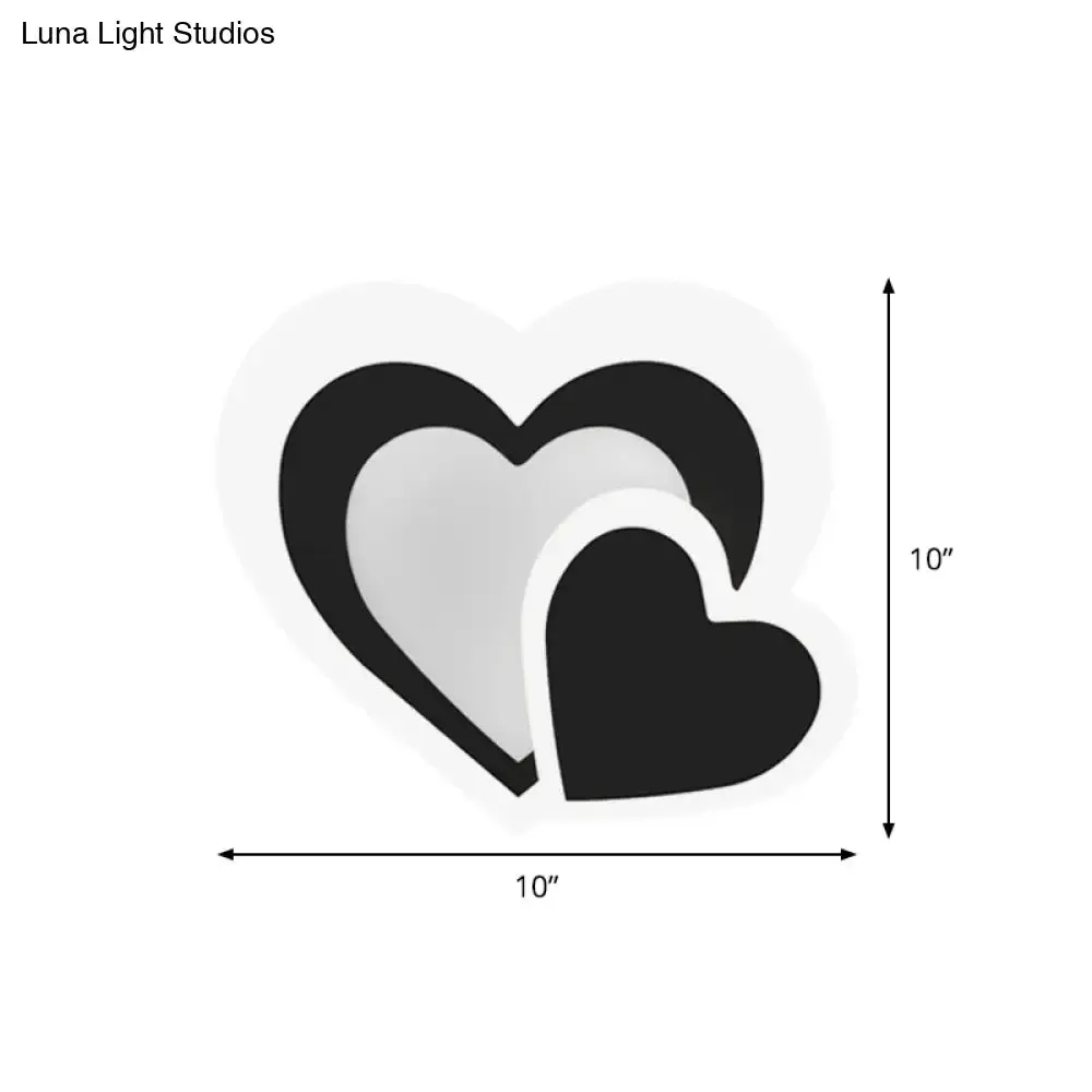 Loving Heart Sconce Lighting: Nordic Acrylic LED Wall Lamp Fixture - Black, Perfect for Living Room