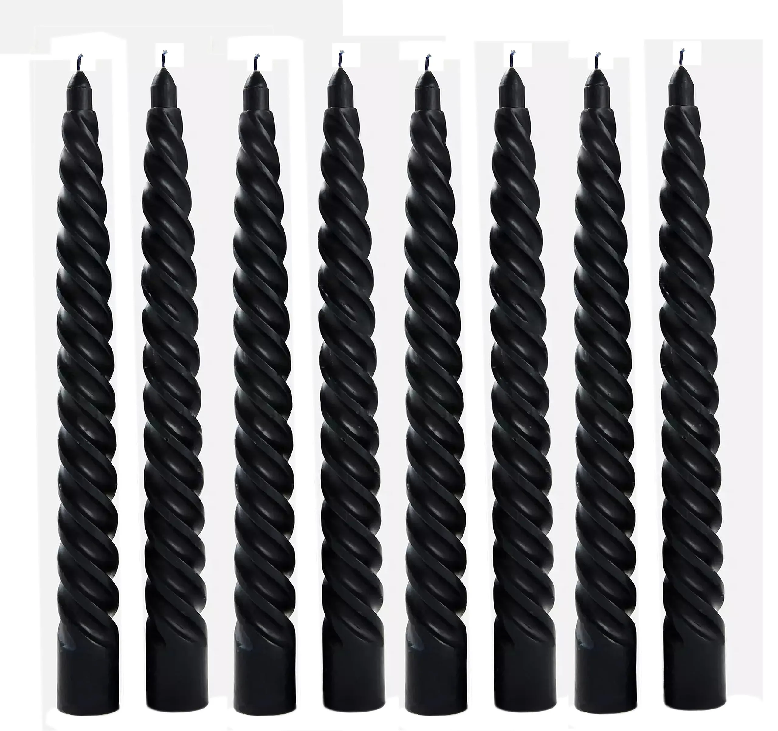 Luces® Smokeless and Dripless Scented Black Spiral Stick Candles for Decorations Dinner Table Wedding Birthday Party Home Decor Festival (Pack of 8)