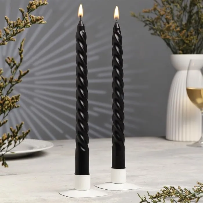 Luces® Smokeless and Dripless Scented Black Spiral Stick Candles for Decorations Dinner Table Wedding Birthday Party Home Decor Festival (Pack of 8)