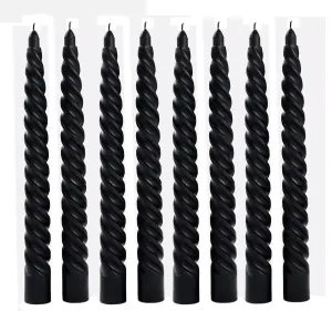 Luces® Smokeless and Dripless Scented Black Spiral Stick Candles for Decorations Dinner Table Wedding Birthday Party Home Decor Festival (Pack of 8)