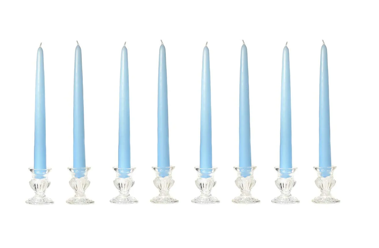 LUCES Wax Smokeless And Dripless Scented Sky Blue Taper Stick Candles For Decorations Dinner Table Wedding Birthday Party Home Decor Festival (Pack Of 8)