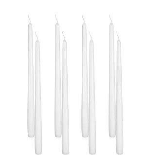 LUCES Wax Smokeless And Dripless Scented White Taper Stick Candles For Decorations Dinner Table Wedding Birthday Party Home Decor Festival (Pack Of 8)