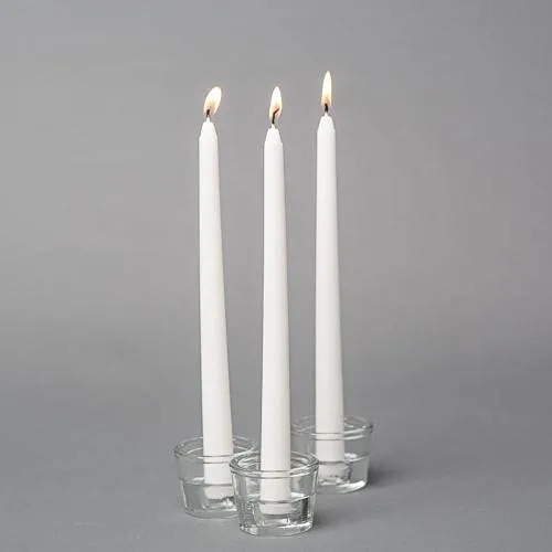 LUCES Wax Smokeless And Dripless Scented White Taper Stick Candles For Decorations Dinner Table Wedding Birthday Party Home Decor Festival (Pack Of 8)