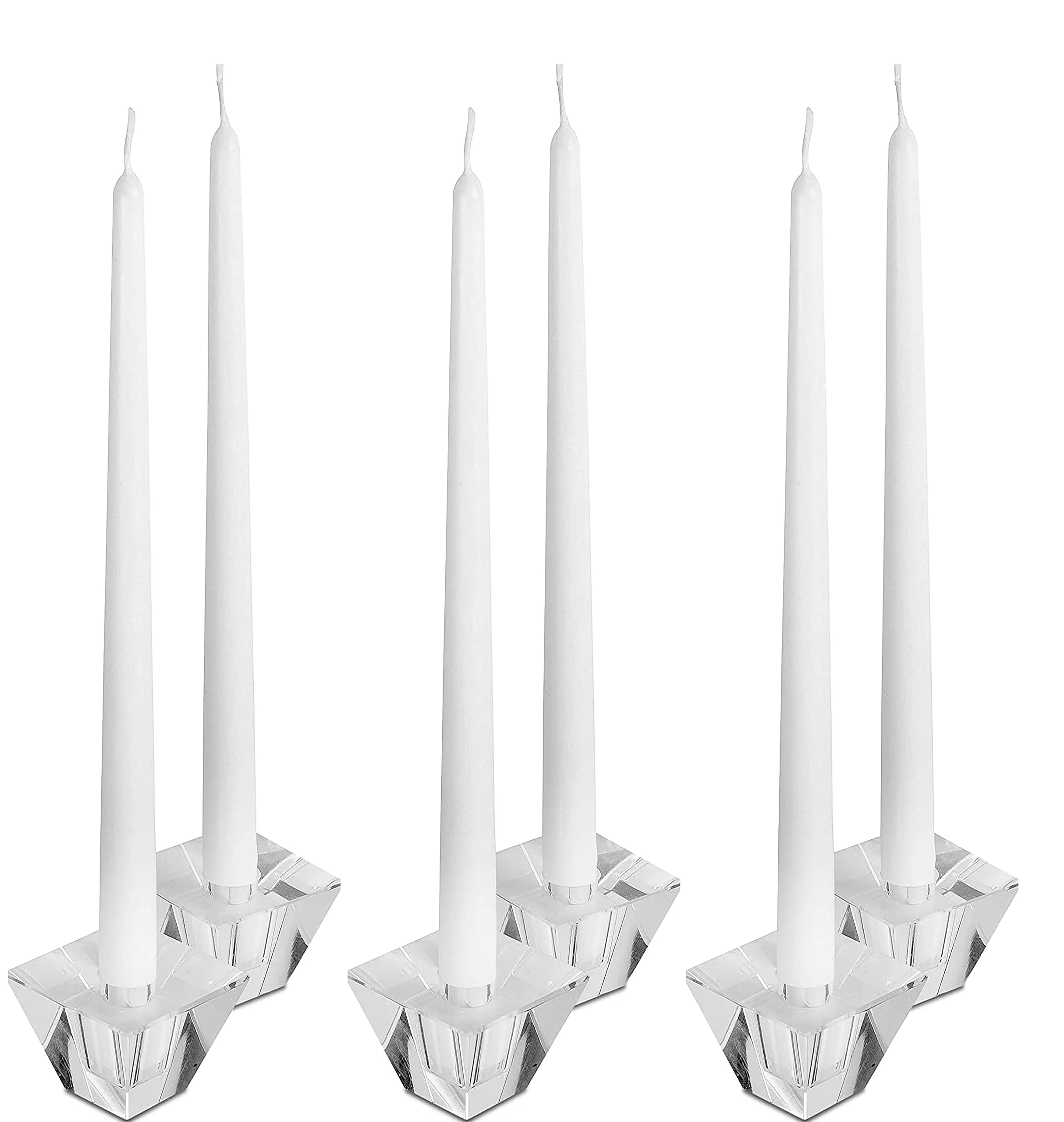 LUCES Wax Smokeless And Dripless Scented White Taper Stick Candles For Decorations Dinner Table Wedding Birthday Party Home Decor Festival (Pack Of 8)