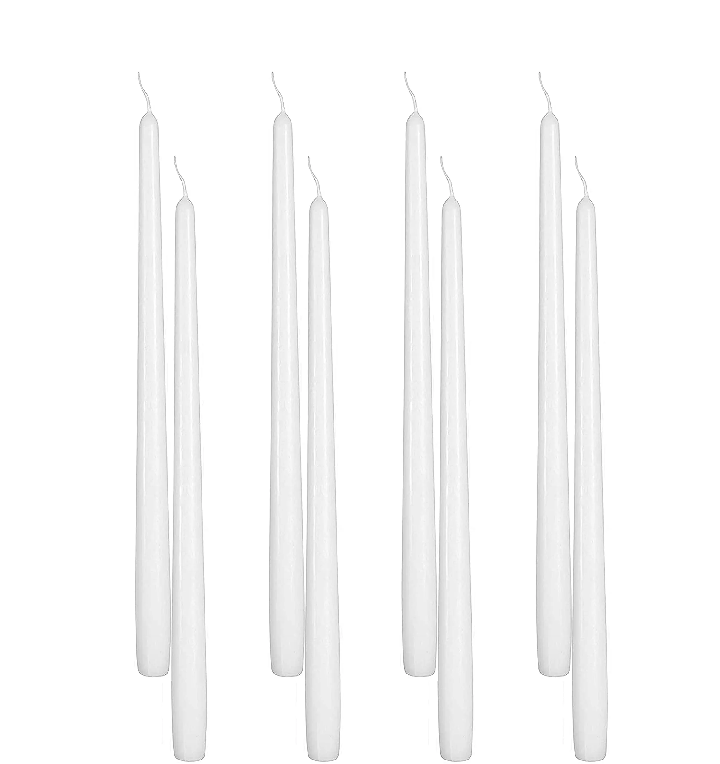 LUCES Wax Smokeless And Dripless Scented White Taper Stick Candles For Decorations Dinner Table Wedding Birthday Party Home Decor Festival (Pack Of 8)