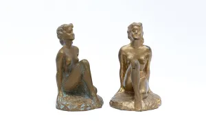 McCLELLAND BARCLAY Pair of Art Deco Bronze Plated Seated Nude Bookends