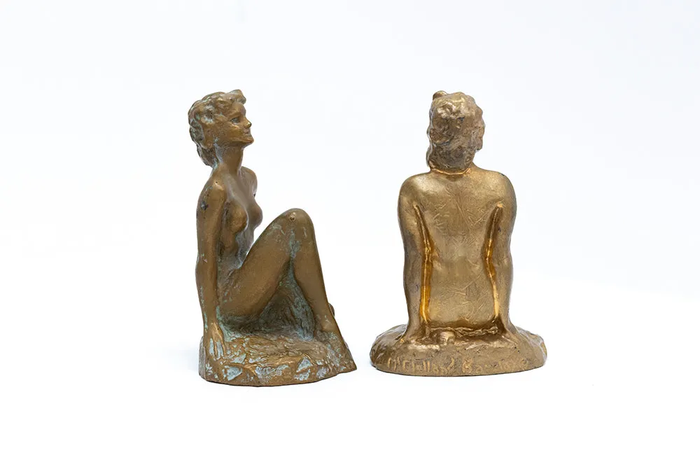 McCLELLAND BARCLAY Pair of Art Deco Bronze Plated Seated Nude Bookends