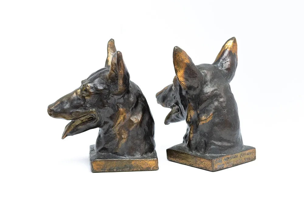 McCLELLAND BARCLAY Pair of Bronze Plated "Buddy" the Original Seeing Eye Dog Bookends