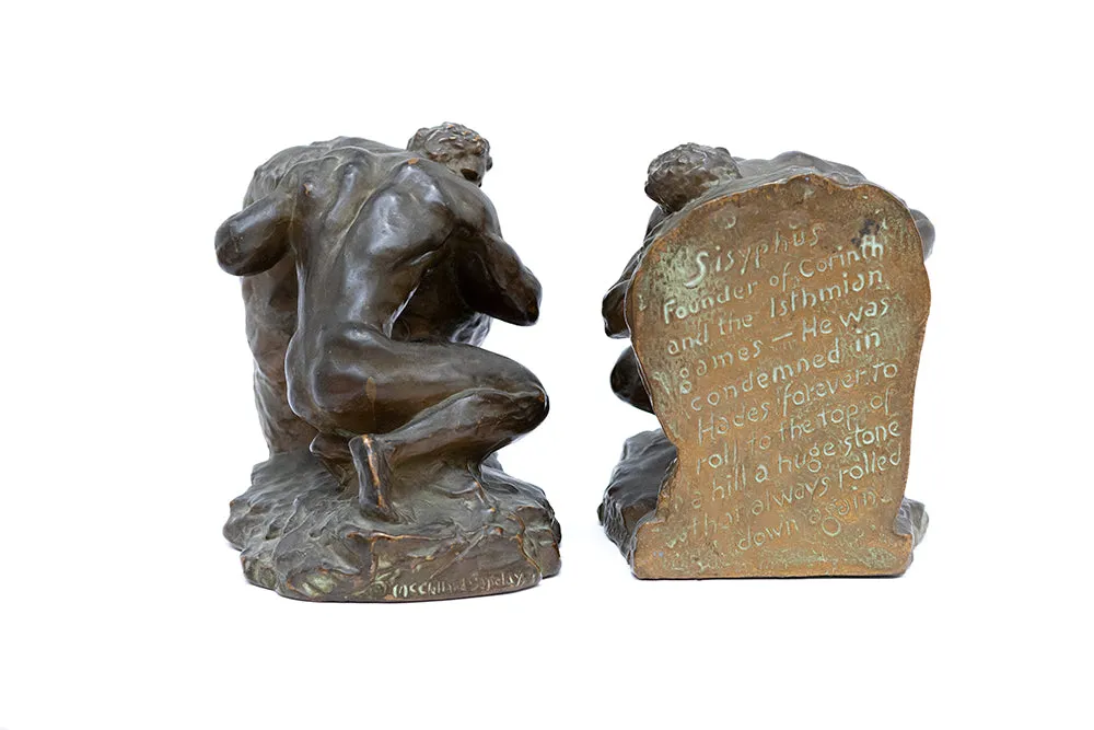 McCLELLAND BARCLAY Pair of Bronze Plated Sisyphus Bookends