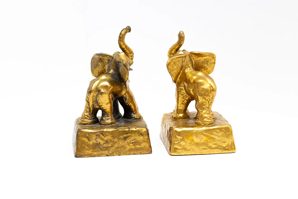 McCLELLAND BARCLAY Pair of Gold Plated Elephant Bookends