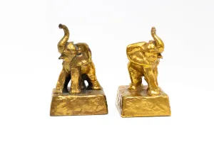 McCLELLAND BARCLAY Pair of Gold Plated Elephant Bookends