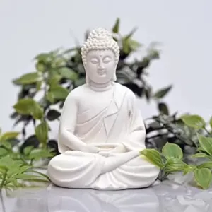 Meditation Buddha White Premium Rare Handcrafted Polymarble Meditation/Dhyan White Buddha Statue Lord Figurine/Idol,Medium