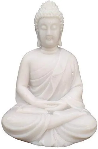 Meditation Buddha White Premium Rare Handcrafted Polymarble Meditation/Dhyan White Buddha Statue Lord Figurine/Idol,Medium