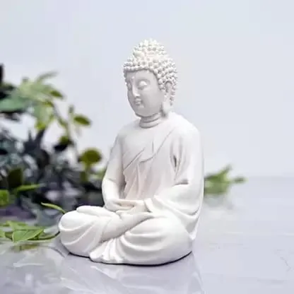 Meditation Buddha White Premium Rare Handcrafted Polymarble Meditation/Dhyan White Buddha Statue Lord Figurine/Idol,Medium