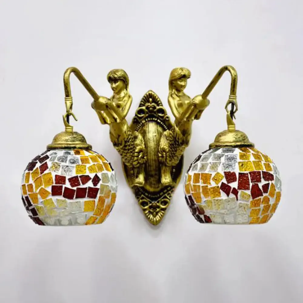 Mermaid Arm Stained Glass Sconce in Vibrant Mediterranean Colors
