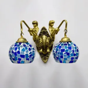 Mermaid Arm Stained Glass Sconce in Vibrant Mediterranean Colors