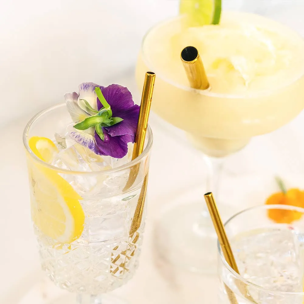 Metal Cocktail Straws - Combo Set - Gold