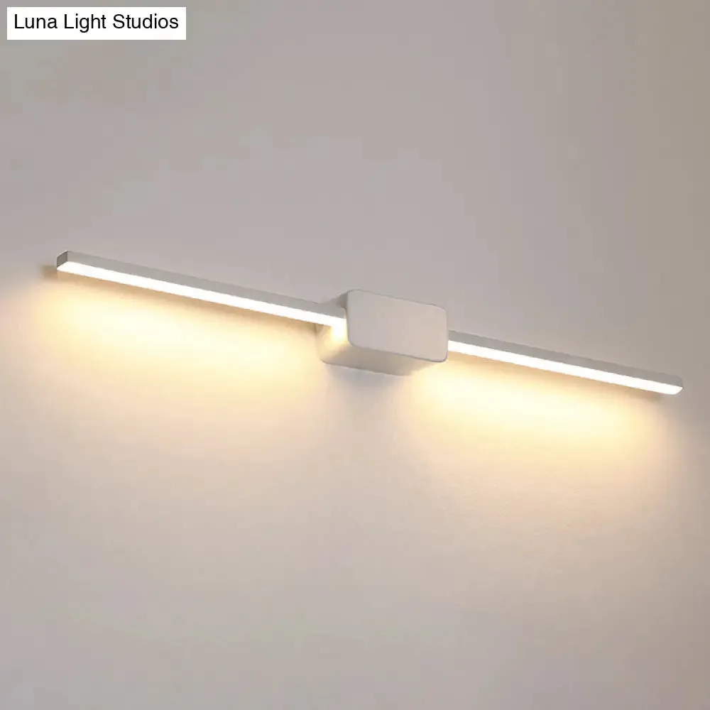 Minimalist White Iron Wall Sconce - LED Vanity Light in Warm/White - 16/ 23.5/ 31.5 Inches Long