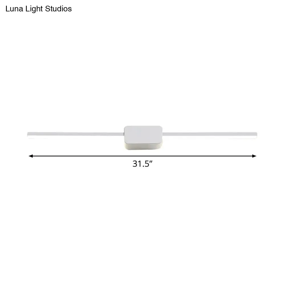 Minimalist White Iron Wall Sconce - LED Vanity Light in Warm/White - 16/ 23.5/ 31.5 Inches Long