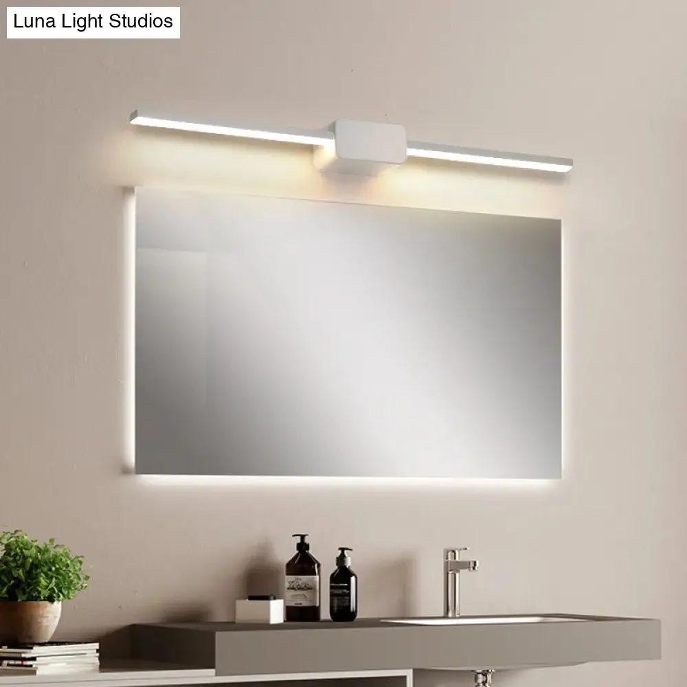 Minimalist White Iron Wall Sconce - LED Vanity Light in Warm/White - 16/ 23.5/ 31.5 Inches Long
