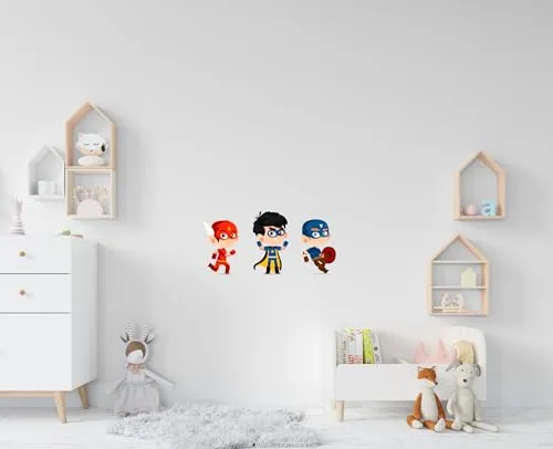 MINISHA ENTERPRISE'S Cartoon Superhero Vinyl Wall Stickers, Set of 6 12x12 inches Sheet