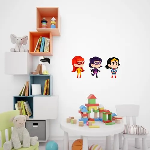MINISHA ENTERPRISE'S Cartoon Superhero Vinyl Wall Stickers, Set of 6 12x12 inches Sheet