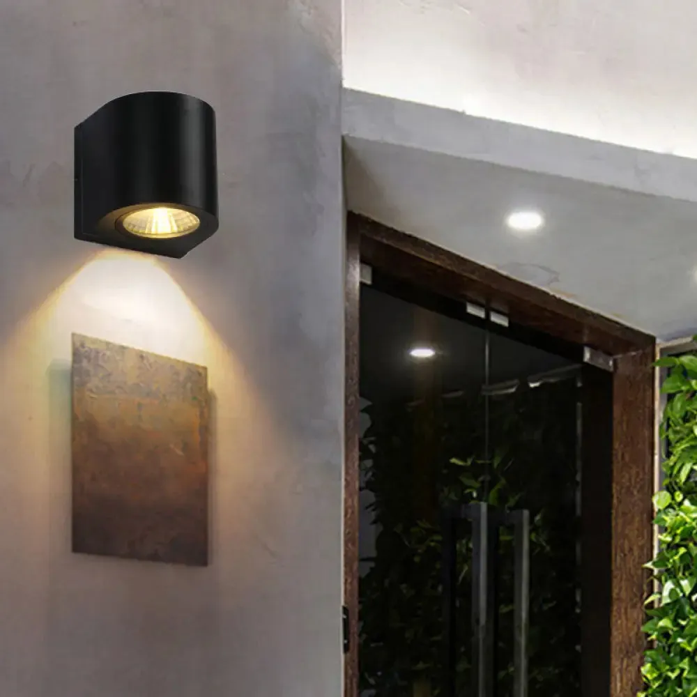 Modern Black Metal Pipe LED Wall Sconce for Courtyard Lighting