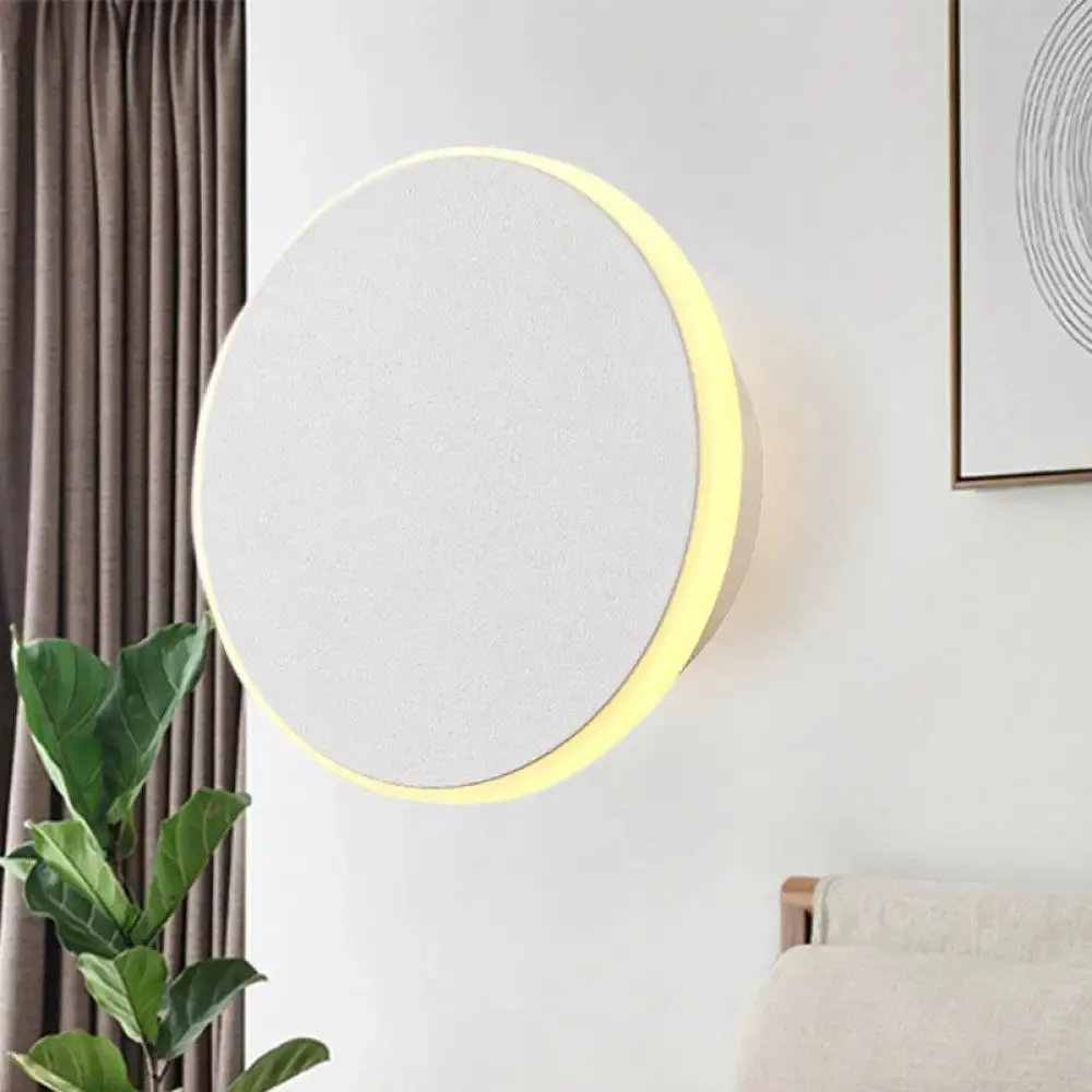 Modern Black/White LED Disc Sconce: Single Acrylic Wall Light in Warm/White