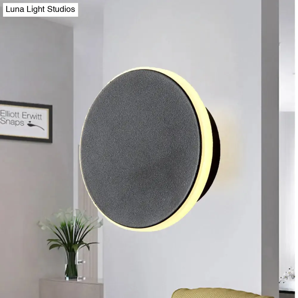 Modern Black/White LED Disc Sconce: Single Acrylic Wall Light in Warm/White