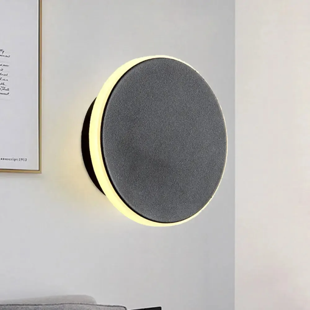 Modern Black/White LED Disc Sconce: Single Acrylic Wall Light in Warm/White