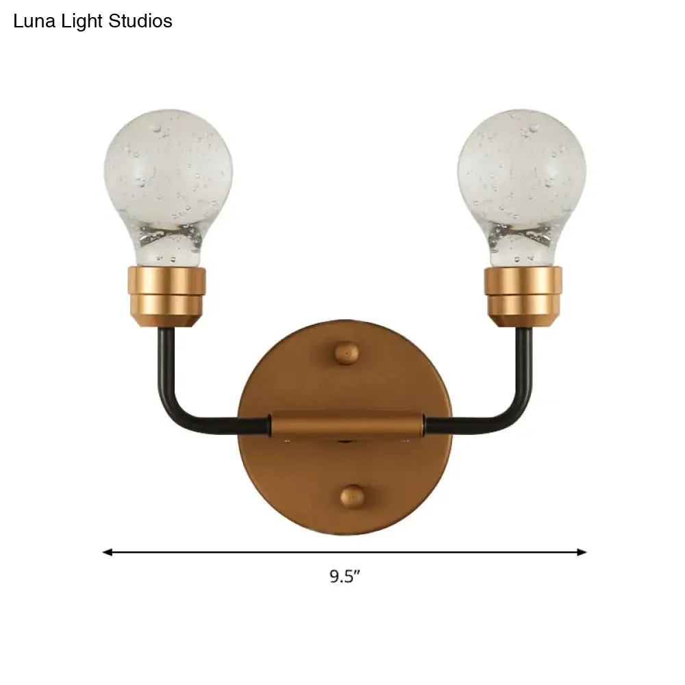 Modern Crystal 2-Light Brass Wall Light - Bulb Shaped Sconce Lamp for Bedroom & Living Room, Warm/White Light