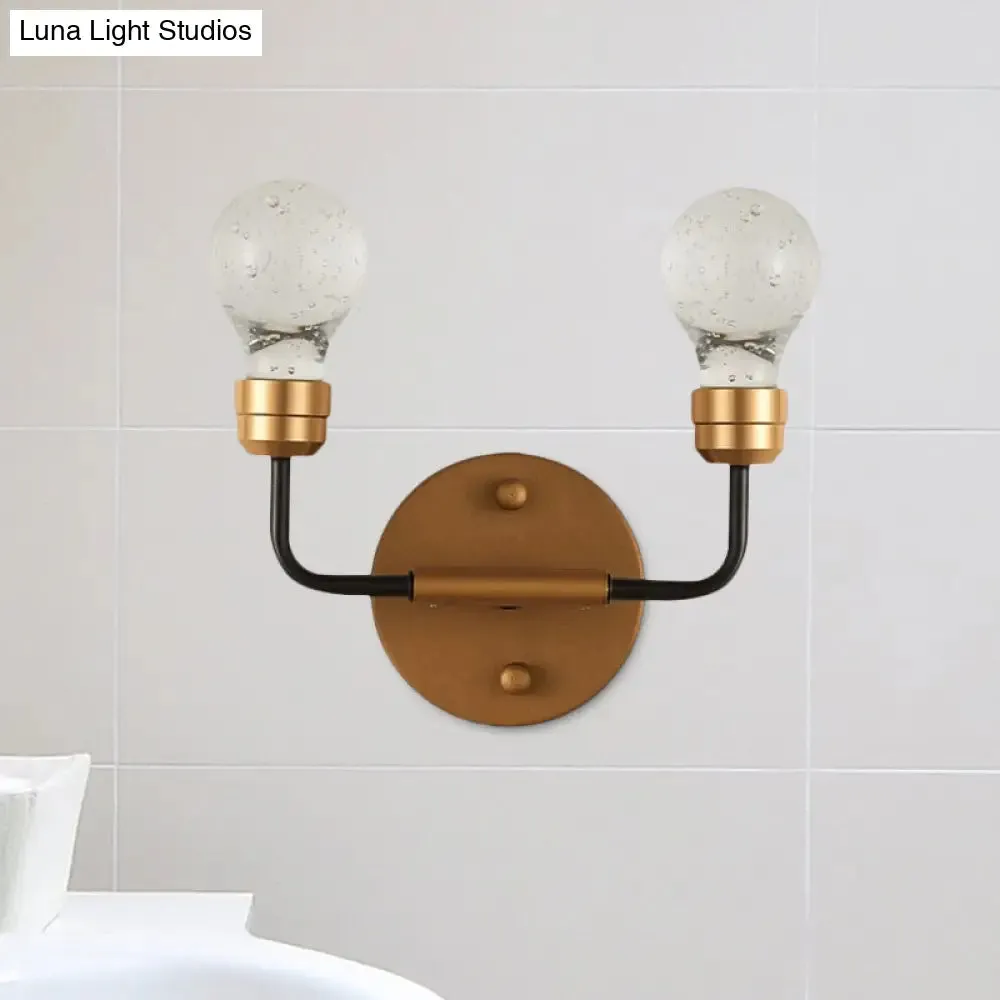 Modern Crystal 2-Light Brass Wall Light - Bulb Shaped Sconce Lamp for Bedroom & Living Room, Warm/White Light