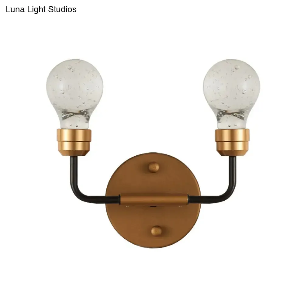 Modern Crystal 2-Light Brass Wall Light - Bulb Shaped Sconce Lamp for Bedroom & Living Room, Warm/White Light
