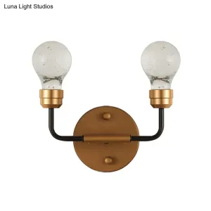 Modern Crystal 2-Light Brass Wall Light - Bulb Shaped Sconce Lamp for Bedroom & Living Room, Warm/White Light
