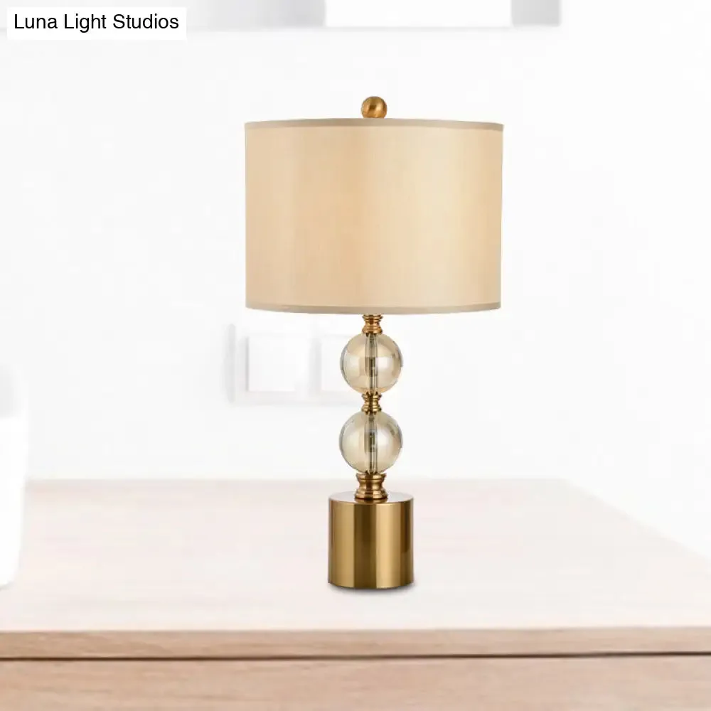 Modern Gold Cylindrical Table Lamp with Metal Base