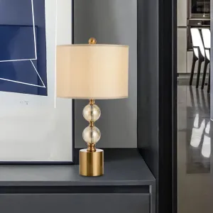 Modern Gold Cylindrical Table Lamp with Metal Base