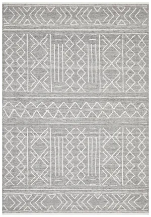 Modern Wool Stitch Woven Rug - Silver Grey