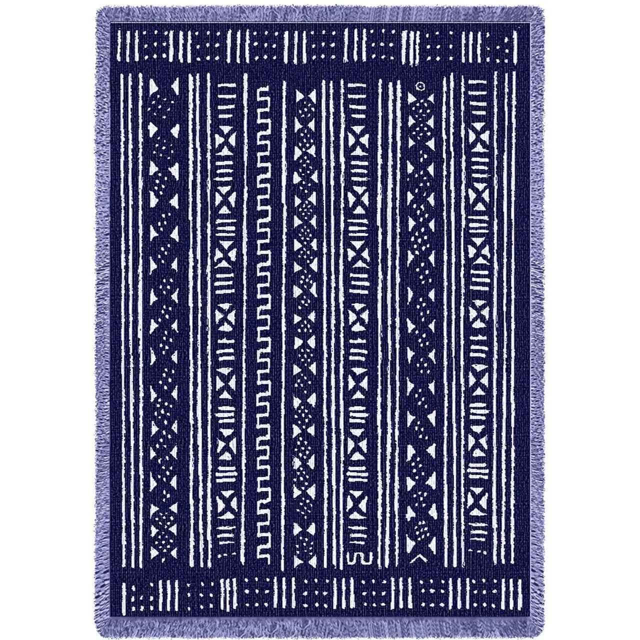 Mud Cloth Throw Blanket - Black or Blue