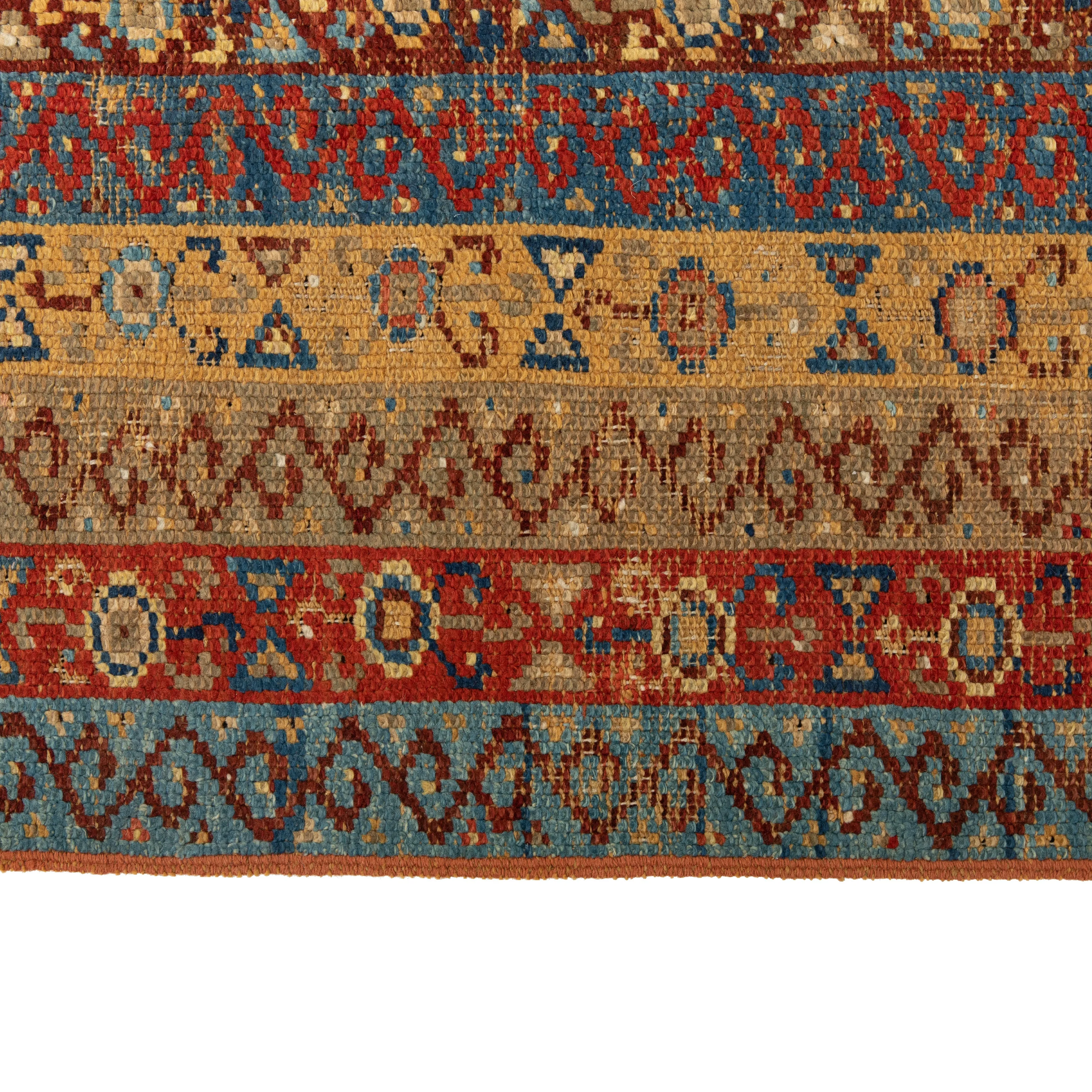 Multicolored Traditional Wool Runner - 3'3" x 14'4"