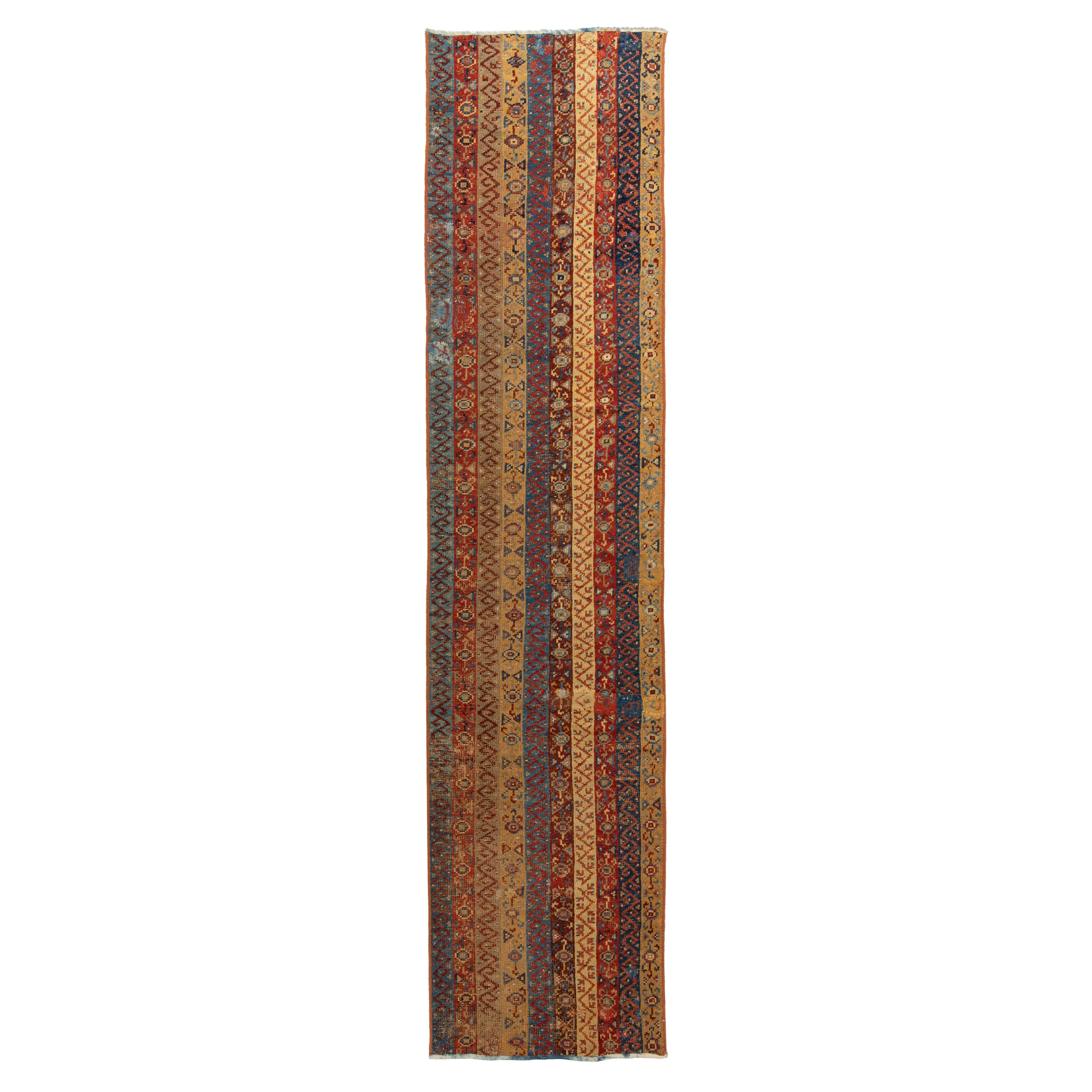 Multicolored Traditional Wool Runner - 3'3" x 14'4"