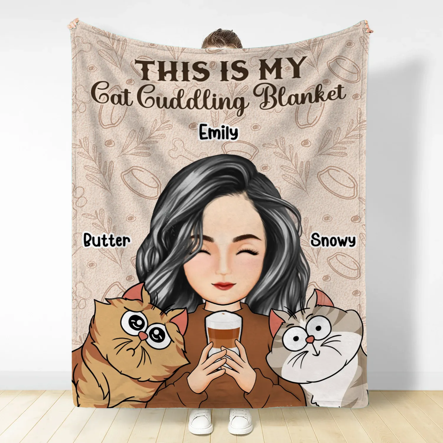 My Cat Dog Cuddling Blanket Peeking - Personalized Fleece Blanket