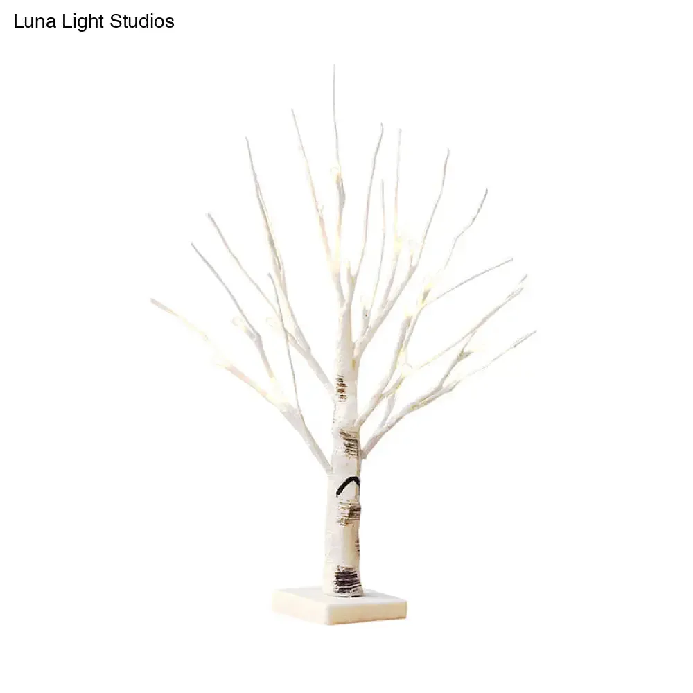 Nashira - Plastic Birch Desk Lamp: Decorative LED White Night Table Lighting