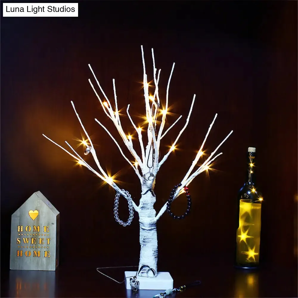 Nashira - Plastic Birch Desk Lamp: Decorative LED White Night Table Lighting