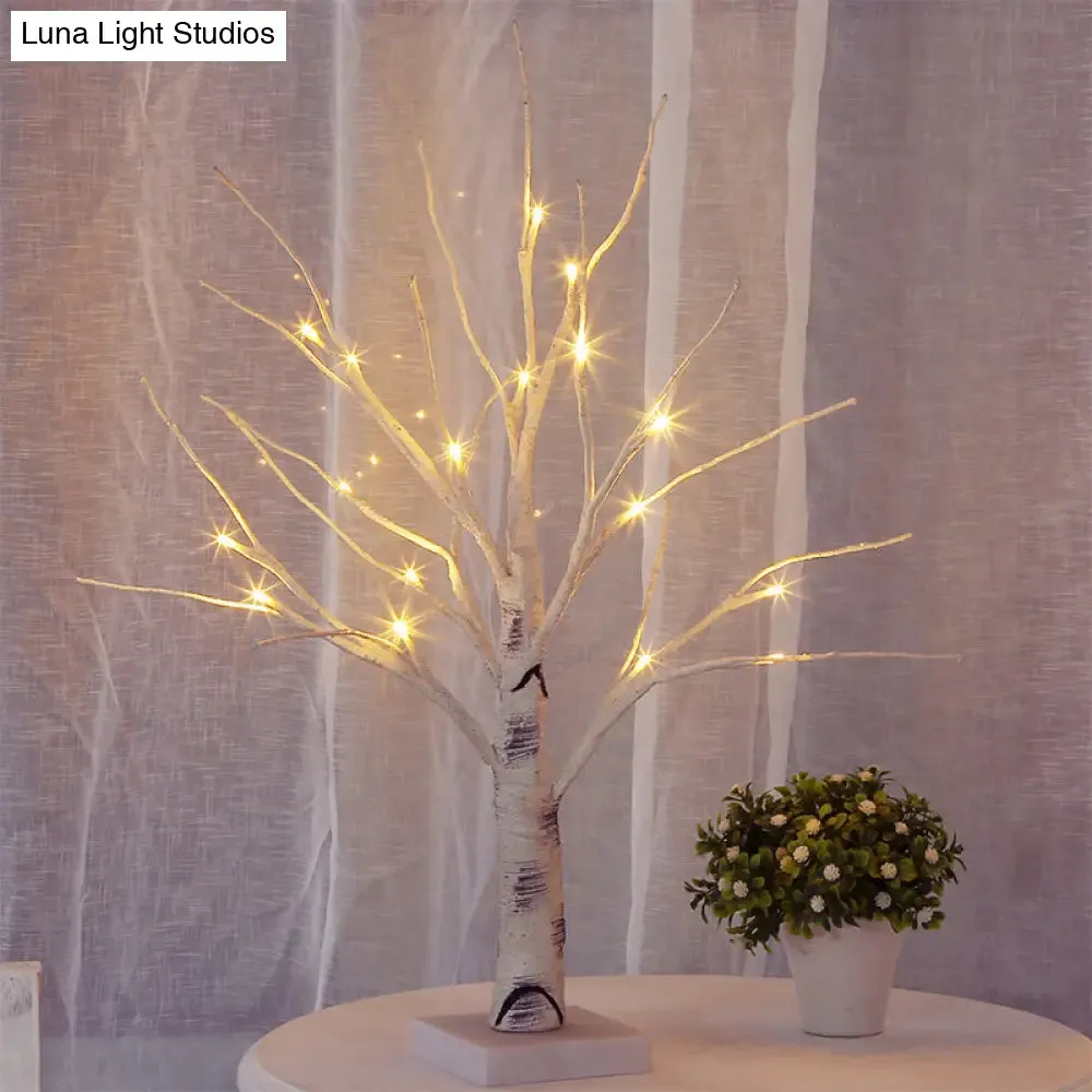 Nashira - Plastic Birch Desk Lamp: Decorative LED White Night Table Lighting