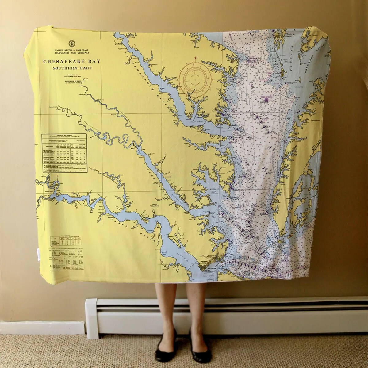 Nautical Chart Blankets, Virginia Coastal Maps