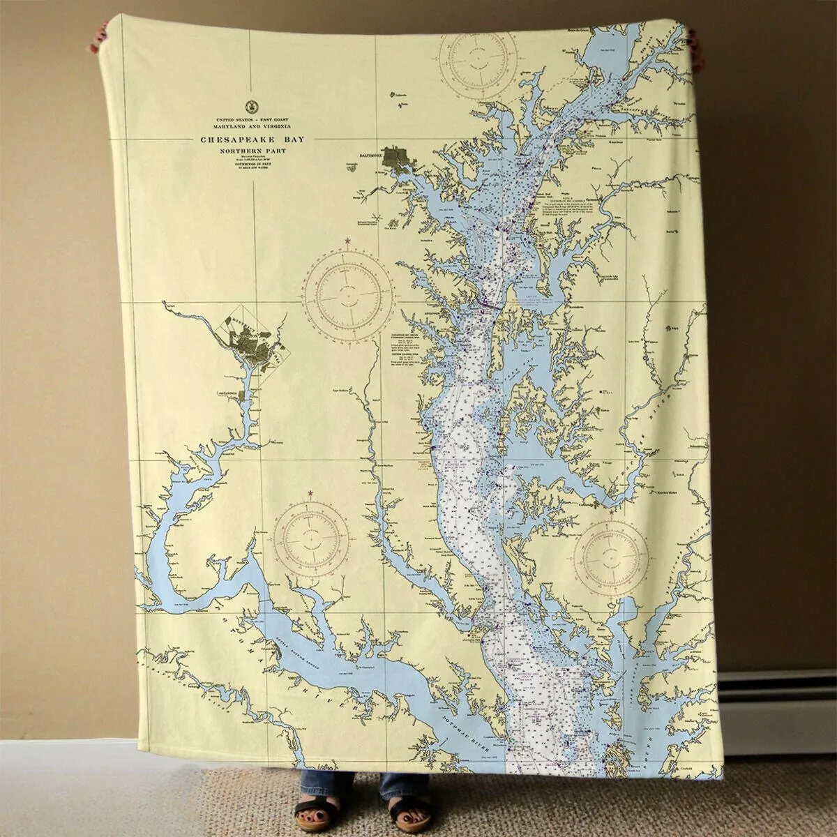 Nautical Chart Blankets, Virginia Coastal Maps
