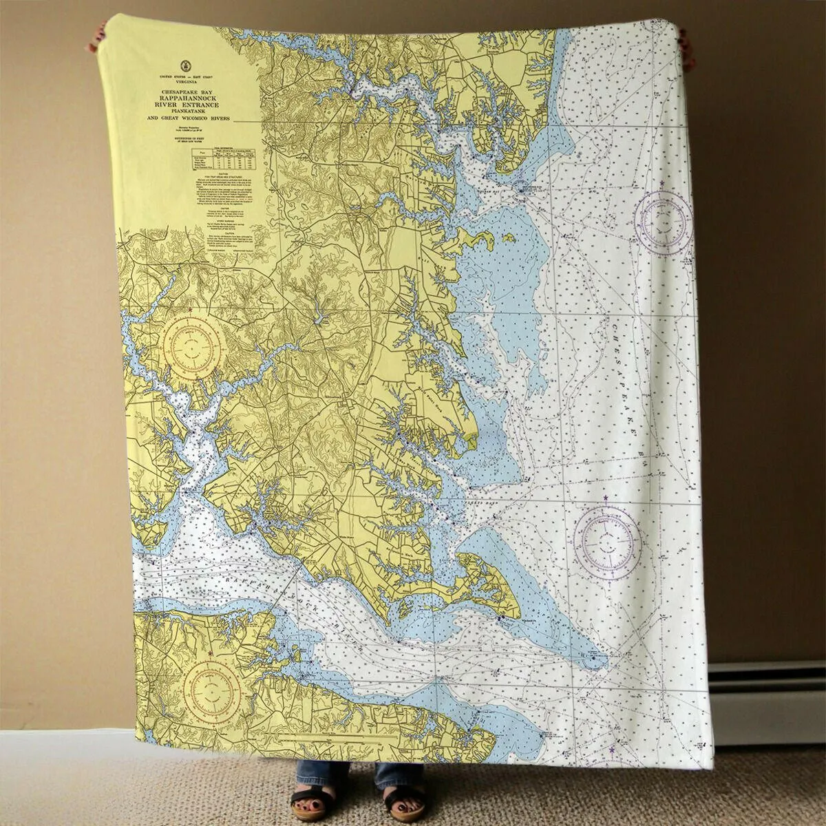 Nautical Chart Blankets, Virginia Coastal Maps